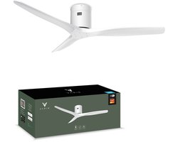 Varin® Smart Plafondventilator - Wit- Tuya Wifi - LED CCT - Lange bladen - Ø 132cm - 6 snelheden - Super stil 20dB - Met afstandsbediening en gratis app - Ventilatorkachel - Ventilatoren plafond - Plafondventilator - Plafond ventilator slaapkamer