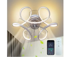 Ventilator Plafondlamp - Dimbaar Met Afstandsbediening - Smart Lamp - Wit - 6 Standen - Moderne Ventilator Lamp - 64W