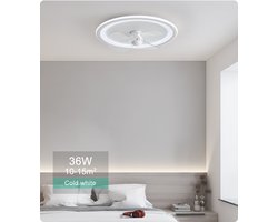 Ventilator Plafondlamp - Plafondventilator 50 cm- Wit - Smart Lamp - Met Dimmer - 6 Standen Ventilator - Keuken Lamp - Woonkamerlamp - Moderne lamp