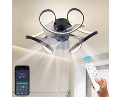 Vertylo® Plafondventilator met Verlichting | Luxe Verlichting | Bedienbaar via App en Afstandsbediening | Verwarmen en Verkoelen | Warm Wit licht | Incl. Bevestigingsmaterialen