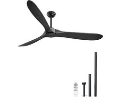 VEVOR 180cm Plafondventilator Houten Bladen Zonder Verlichting Afstandsbediening Zwart