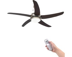 vidaXL Plafondventilator met lamp 128 cm bruin