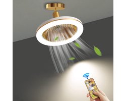 VIN® Plafondventilator Met Verlichting - Smart Lamp Met Afstandsbediening – Plafonniere Keuken Lamp Met 3 Ventilatiesnelheden & Dimbare Kleuren - Woonkamerlamp – Plafond Ventilator Lamp Met Hoekinstelling