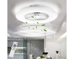 VIN® Plafondventilator Met Verlichting - Smart Lamp Met Afstandsbediening – Plafonniere Keuken Lamp Met 6 Ventilatiesnelheden - Woonkamerlamp – Plafond Ventilator Lamp Met Timer - 6000 lm - Wit