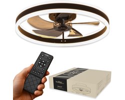 Vultec® - HALOT Plafondventilator met verlichting 50cm - Plafondlamp voor slaapkamer met afstandsbediening - Plafondlamp met ventilator - Dimbaar - Zwart