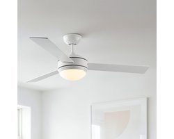 Witte plafondventilator Jinx met afstandsbediening incl. LED