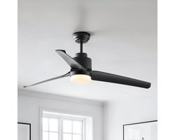 Zwarte plafondventilator met afstandsbediening incl. LED - Akira