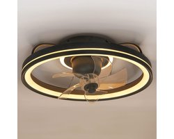 Zwarte plafondventilator met zomer/winter functie en aanpasbare kleurtemperatuur - Ikaros