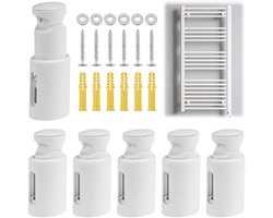6 stuks radiatorhouders, verstelbare houder voor badkamerradiatoren, handdoekradiatorhouder, badkamerradiatorhouder, voor rechte, gebogen badkamerradiatoren (wit)