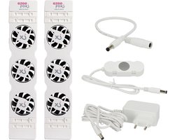 Ezeefox Radiatorventilator met 3 Ventilatoren en Thermosensor - Duoset - Universeel - Energiezuinig - Zeer stil - Radiator Ventilator – Wit