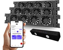 Heatfan 4 - Trio Set - Zwart - Radiator Ventilator – Radiator Ventilator – met WIFI Controller – Energiezuinige Radiator Fan voor Verwarming – Geschikt voor radiatoren van 140 cm t/m 200 cm