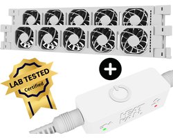 Heatfan 5 Duo set - Radiator Ventilator met Touch Sensor - Universele Maat - Zonder Geluid - Geschikt voor radiator 90 tot 160cm - Wit