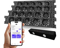 Heatfan 5 - Quattro Set - Zwart - Radiator Ventilator – Radiator Ventilator – met WIFI Controller – Energiezuinige Radiator Fan voor Verwarming – Geschikt voor radiatoren van 240 cm t/m 310 cm