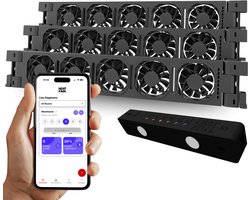Heatfan 5 - Trio Set - Zwart - Radiator Ventilator – Radiator Ventilator – met WIFI Controller – Energiezuinige Radiator Fan voor Verwarming – Geschikt voor radiatoren van 170 cm t/m 230 cm