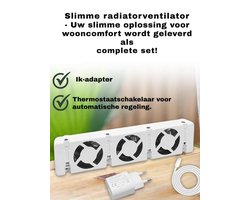 MMM® Ventilator Radiator - Speedcomfort - Ventilator kachel - Radiatorventilator voor Gietijzeren Radiatoren - met Thermostaat en Magneten