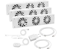 QH Booster Radiator Ventilator Triple set - Energiezuinig – 2 x zo snel warm - Tot 22% energiebesparing – Simpel te plaatsen – Fluisterstil
