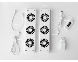 Radiator ventilator Double Set - Digitaal display - Instelbare temperatuurinstelling - Energiezuinig - Geschikt voor bijna alle typen radiatoren - Verwarming ventilatie