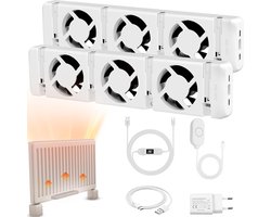 WARMFAY Radiator Ventilator 3.0 Duo Set - Slimme versterker met thermostaat, instelbare snelheid - Energiezuinig & fluisterstil