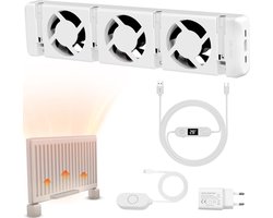 WARMFAY Radiator Ventilator 3.0 Mono Set - Slimme versterker met thermostaat, instelbare snelheid - Energiezuinig & fluisterstil