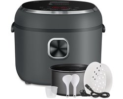 AMZCHEF Rijstkoker - 2 Liter - Multicooker met 9 Programma's - Inclusief Stoommandje - LED Display - Warmhoudfunctie & Timer - Wit