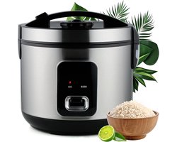 Aurixi® Rijstkoker - Koker - Stoompan - met Keramische Kom - LED-display - Zwart - 28cm x 28cm x 28cm