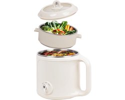 Compacte Elektrische Kookpan met Stoomfunctie - 2L RVS Rijst- en Noedelpan