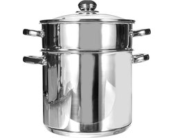 Couscousmaker met Glazen Deksel - Geschikt voor Inductie en Alle Warmtebronnen - Ø24cm, 9L RVS