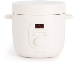 CREATE - Elektrische rijstkoker 2 L met stoommandje - uitneembare binnenkant - houdt warm - Getbroken wit - 400W - RICE COOKER STUDIO