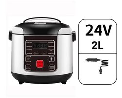 Draagbare Elektrische Auto Rijstkoker 2L – 24V Multi-Cooker voor Soep, Pap, Stomen – Lunchbox Voedselverwarmer voor Vrachtwagen, Reizen, Camper en Truckers – Reisrijstkoker, Elektrische Lunchbox, Vrachtwagenkoker, Mini Rijstkoker