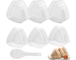 Driehoekige Onigiri Maker Set voor Zelfgemaakte Sushi - Grote en Kleine Vormen met Rijstlepel, 6 Stuks