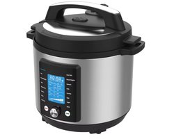 Elektrische Snelkookpan 10-in-1 – 6L – 1000W – RVS – Touchscreen – LED Display – Instelbare Druk – Anti-aanbaklaag – 8-Voudige Beveiliging