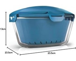 Glazen magnetron rijstkoker met kunststof mand en antislip deksel, 2,2 l