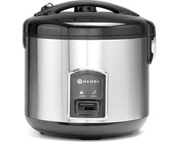 HENDI Rijstkoker met stoomfunctie – 1,8L – roestvast staal – warmhoudmodus – inclusief accessoires