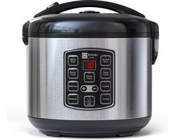 KitchenLove Rijstkoker met Stomer - 0.8L - Multicooker - Rice Cooker - Slowcooker - 1 tot 3 Personen - Zwart RVS