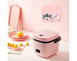 Kleine Rijstkoker 1,2 Liter voor 1-2 Personen met Stoomfunctie en Antiaanbaklaag