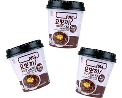 Koreaanse Rijstcake in Beker Jjajang Zwarte Bonen Pittig Kant-en-klaar Set van 3