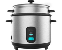 MKSS® Rijstkoker met Stomer - Multicooker - Rice Cooker - Zilver met Zwart