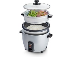 MOA Rijstkoker met Stomer 1,5 liter - Warmhoudfunctie - Anti-Aanbaklaag - Vaatwasserbestendig - Klein - RVS