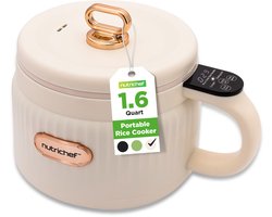 NutriChef Rijstkoker - 1,6L Draagbare Elektrische Multicooker- 6 Kookfuncties - Rijst, Soep, Stoofpot, Pap & Meer - Wit