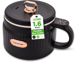 NutriChef Rijstkoker - 1,6L Draagbare Elektrische Multicooker- 6 Kookfuncties - Rijst, Soep, Stoofpot, Pap & Meer - Zwart