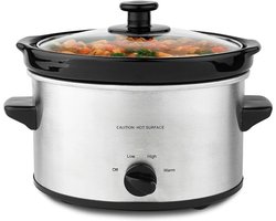 Quvo® Slowcooker met timer - Slowcooker - Crockpot - Zilver - 25cm x 25cm x 20cm