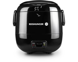 REISHUNGER Mini Rijstkoker, Zwart | 0,3 L - 1-2 Porties | Hoogwaardige keramische coating - Premium pot | Handig formaat voor kleine huishoudens en onderweg