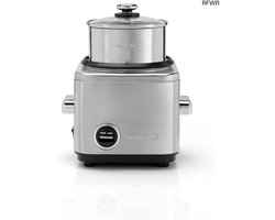 RFWR® Compacte rijstkoker en stoomkoker met 400g capaciteit, geborsteld RVS, ideaal voor 6 borden