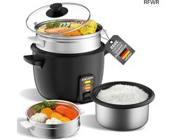 RFWR® Elektrische rijstkoker 2 liter met warmhoudfunctie en stoommand