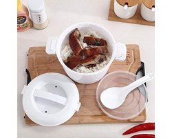RFWR® Multifunctionele Magnetron Rijstkoker - Compacte Lunch Container voor Koken en Stomen 17,5x21x14cm