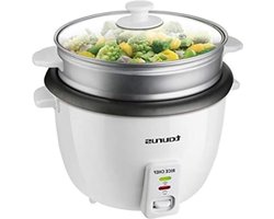 Rijstkoker 700 W - inhoud 18 l - anti-aanbaklaag - kook- en warmhoudfunctie - accessoires voor stoomkoken - wit