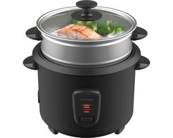 Rijstkoker met Stoommand - 1L - 5 Porties - Warmhoudfunctie - Antiaanbaklaag - Rice Cooker - Zwart - Vivid Green