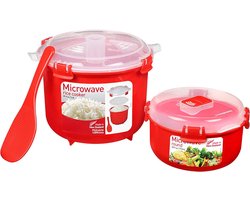 Rijstkoker - Rood - 2,6L - BPA-vrij - Microwave