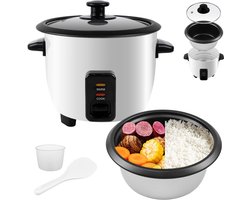 RVV® Rijstkoker Klein - Rijstkoker - Elektrische Rijstkoker - 0.6L - Mini Variant - wit - 24cm x 24cm x 23cm