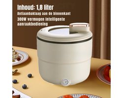 RVV® Rijstkoker Klein - Rijstkoker - Elektrische Rijstkoker - 1.8L - Dubbellaags - wit - 19cm x18cm x18cm